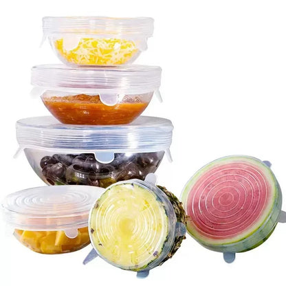 Food Preservation Silicone Stretch Lids – 6-Piece Reusable Food Cover Set