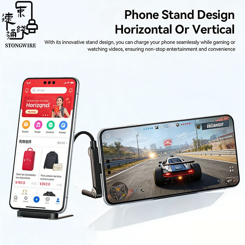 NEW 240W Fast Charging Cable with Phone Stand – Nylon Braided USB-C Type-C Data Cable