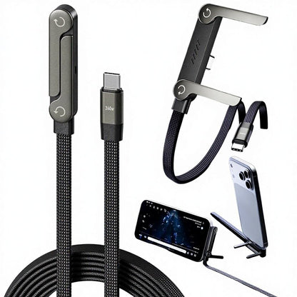 NEW 240W Fast Charging Cable with Phone Stand – Nylon Braided USB-C Type-C Data Cable