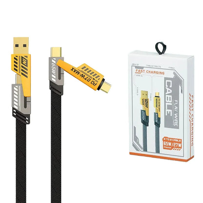 PD 65W Fast Charging Cable 4-in-1 Multi Phone Charger Cable with Voltage Display