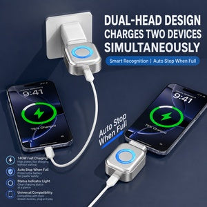 Smart Auto Stop Charging Adapter-USB-C Auto Power-Off Fast Charger with AI Full-Charge Disconnect