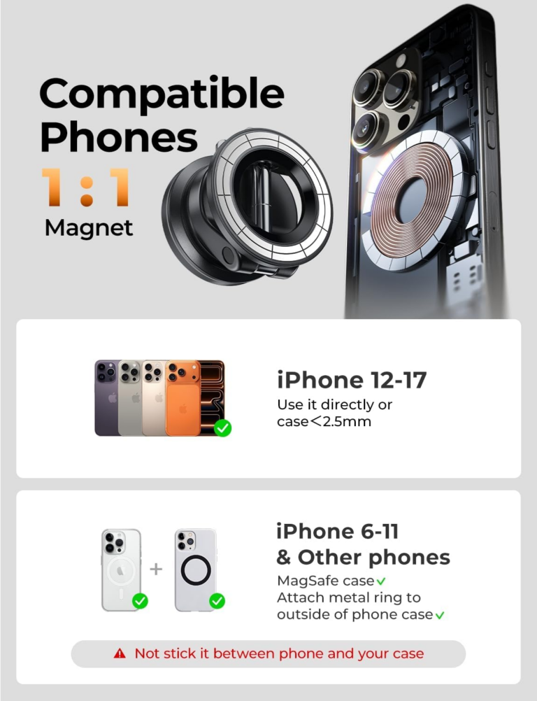 Car Phone Holder for Magsafe, Magnetic Phone Holders for Your Car, Vacuum Phone Mount for Car Accessories