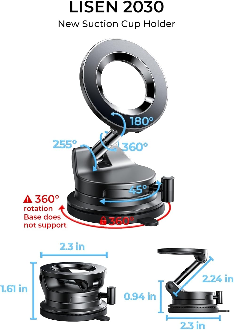Car Phone Holder for Magsafe, Magnetic Phone Holders for Your Car, Vacuum Phone Mount for Car Accessories